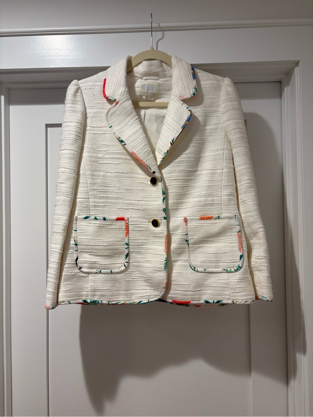 Kate Spade Tweed  Blazer with Floral-Trim - size 8